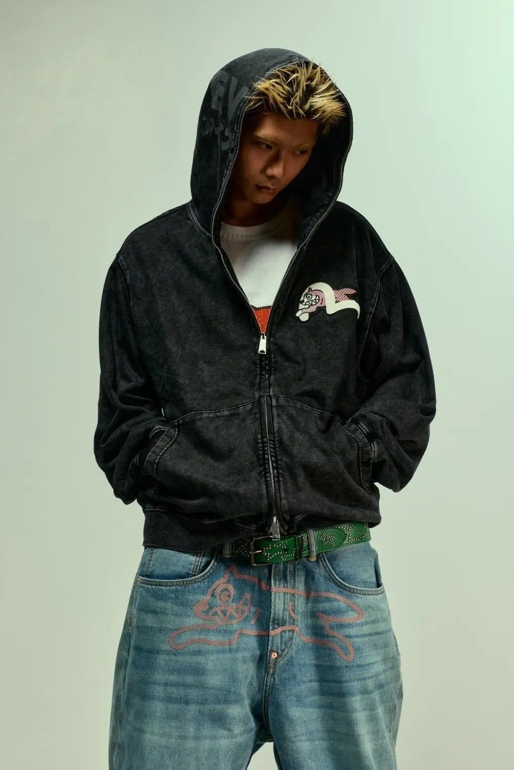  Áo Evisu x Icecream Seagull Zip-Up Hoodie 'Black' 