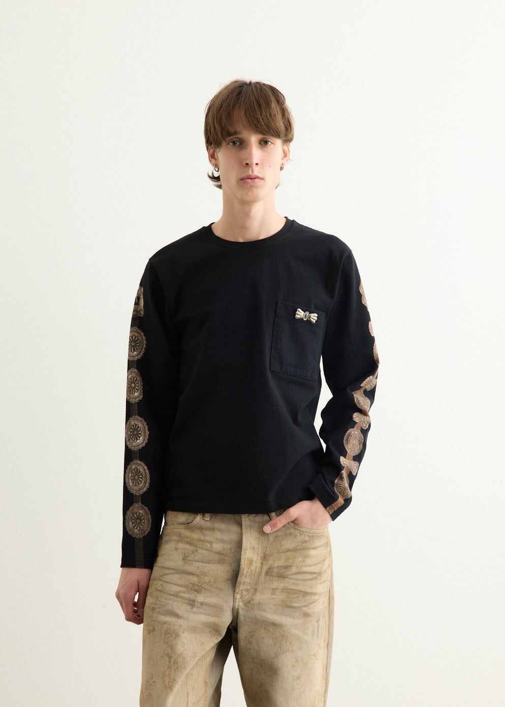  Áo Kapital Dense Jersey Crew Long Sleeve 'Black' 