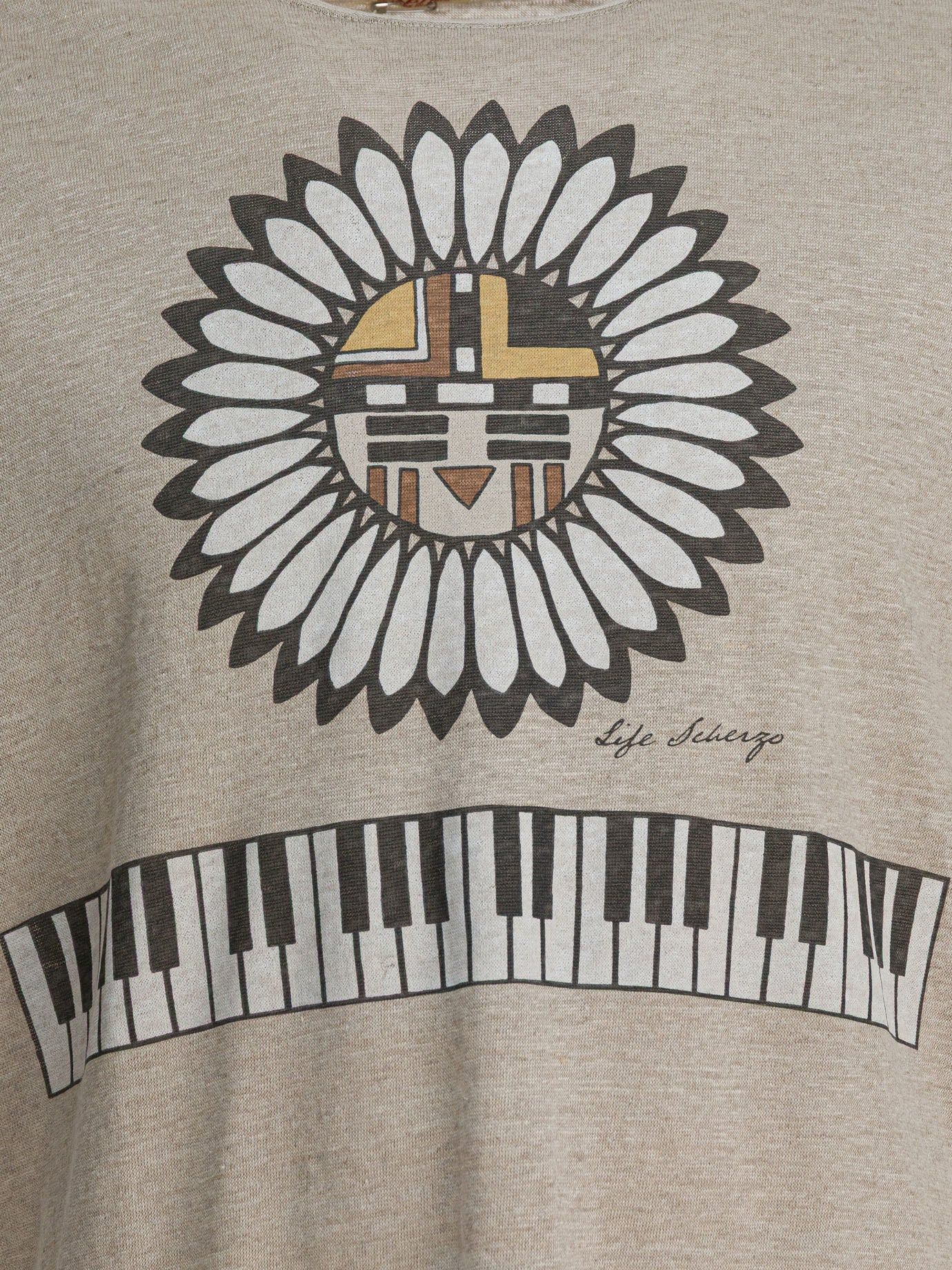  Áo Kapital Piano & Sun Face T-shirt 'Beige' 