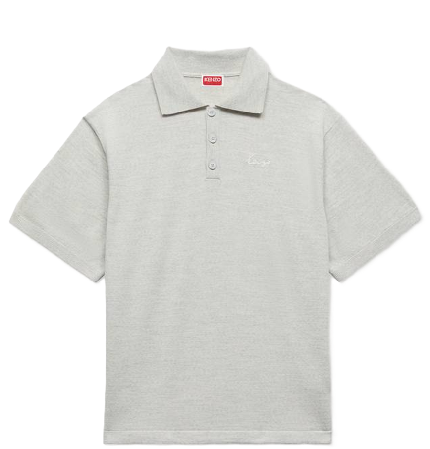  Áo Kenzo Signature Embroidered Polo 'Pale Grey' 