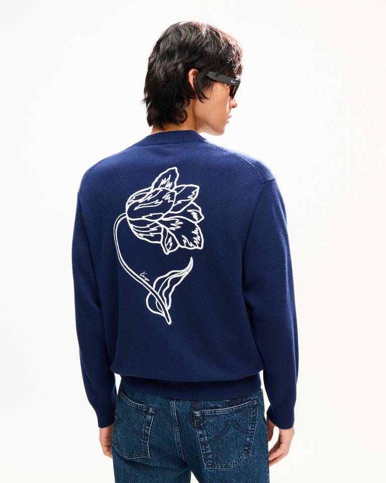  Áo Kenzo Tulip Embroidered Cardigan 'Blue' 