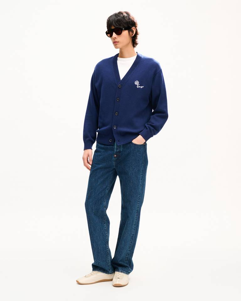  Áo Kenzo Tulip Embroidered Cardigan 'Blue' 
