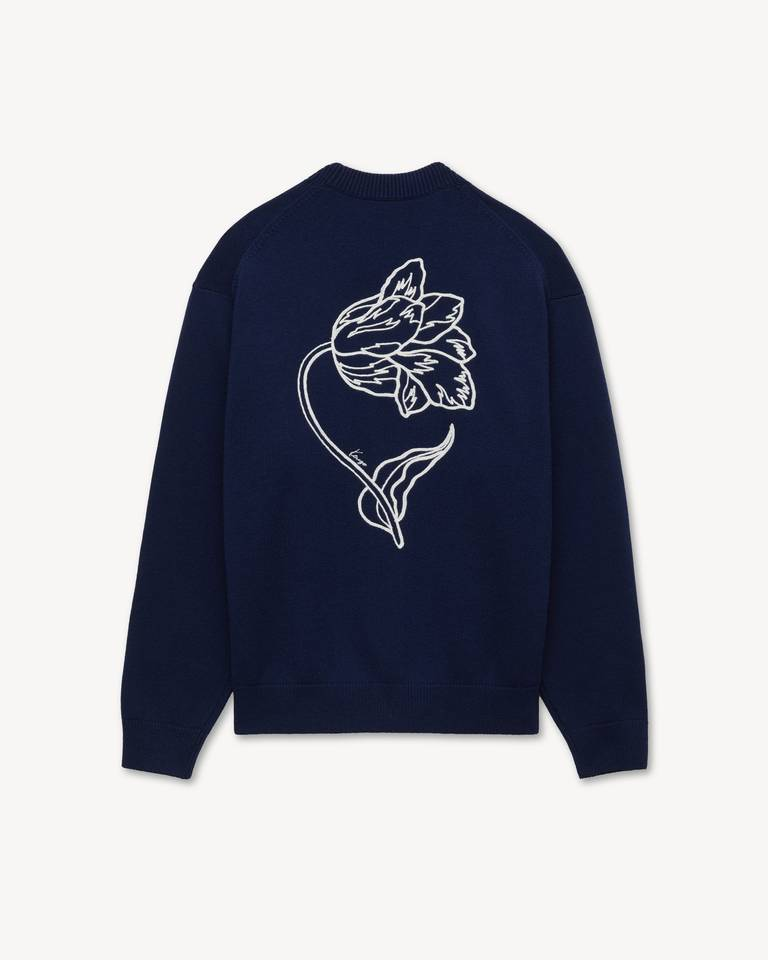  Áo Kenzo Tulip Embroidered Cardigan 'Blue' 
