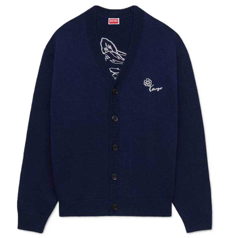  Áo Kenzo Tulip Embroidered Cardigan 'Blue' 