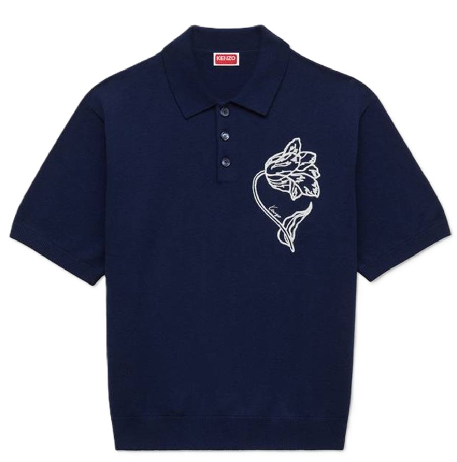  Áo Kenzo Tulip Embroidered Polo 'Blue Black' 