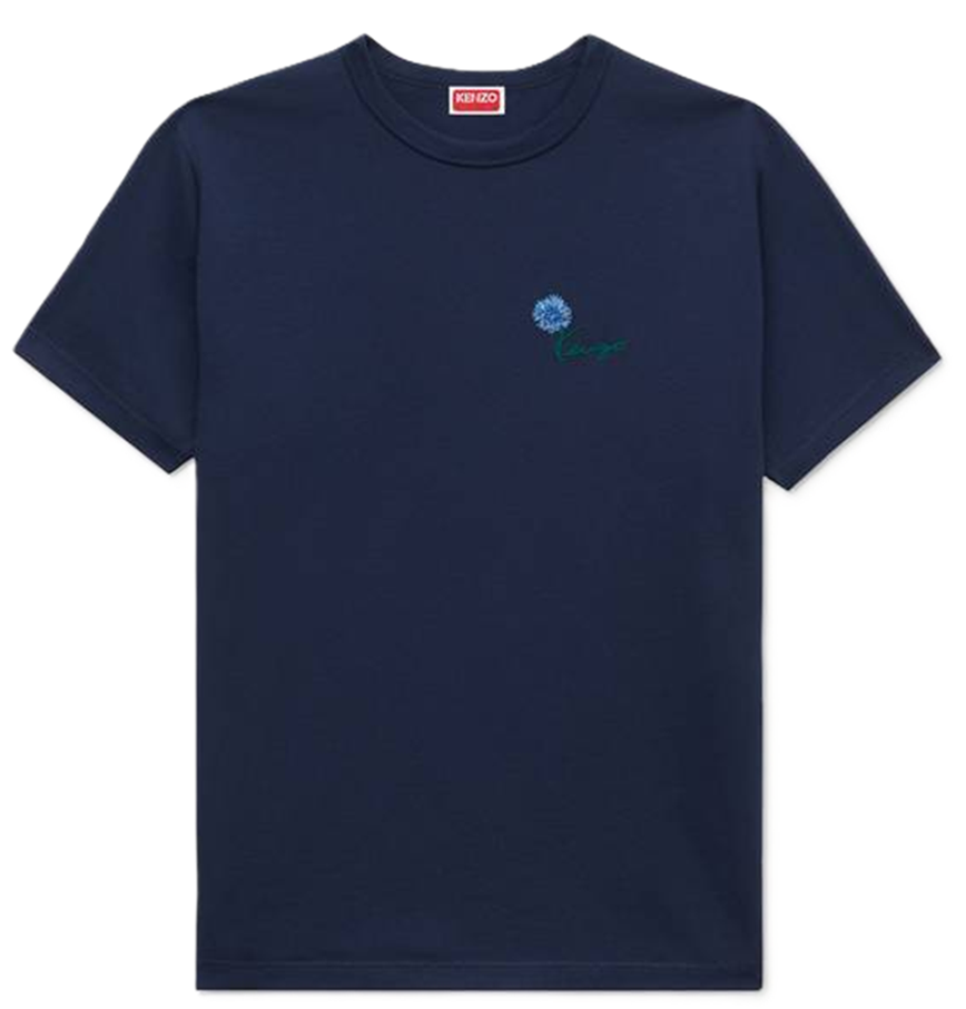  Áo Kenzo Tulip Embroidered Slim T-shirt 'Blue' 