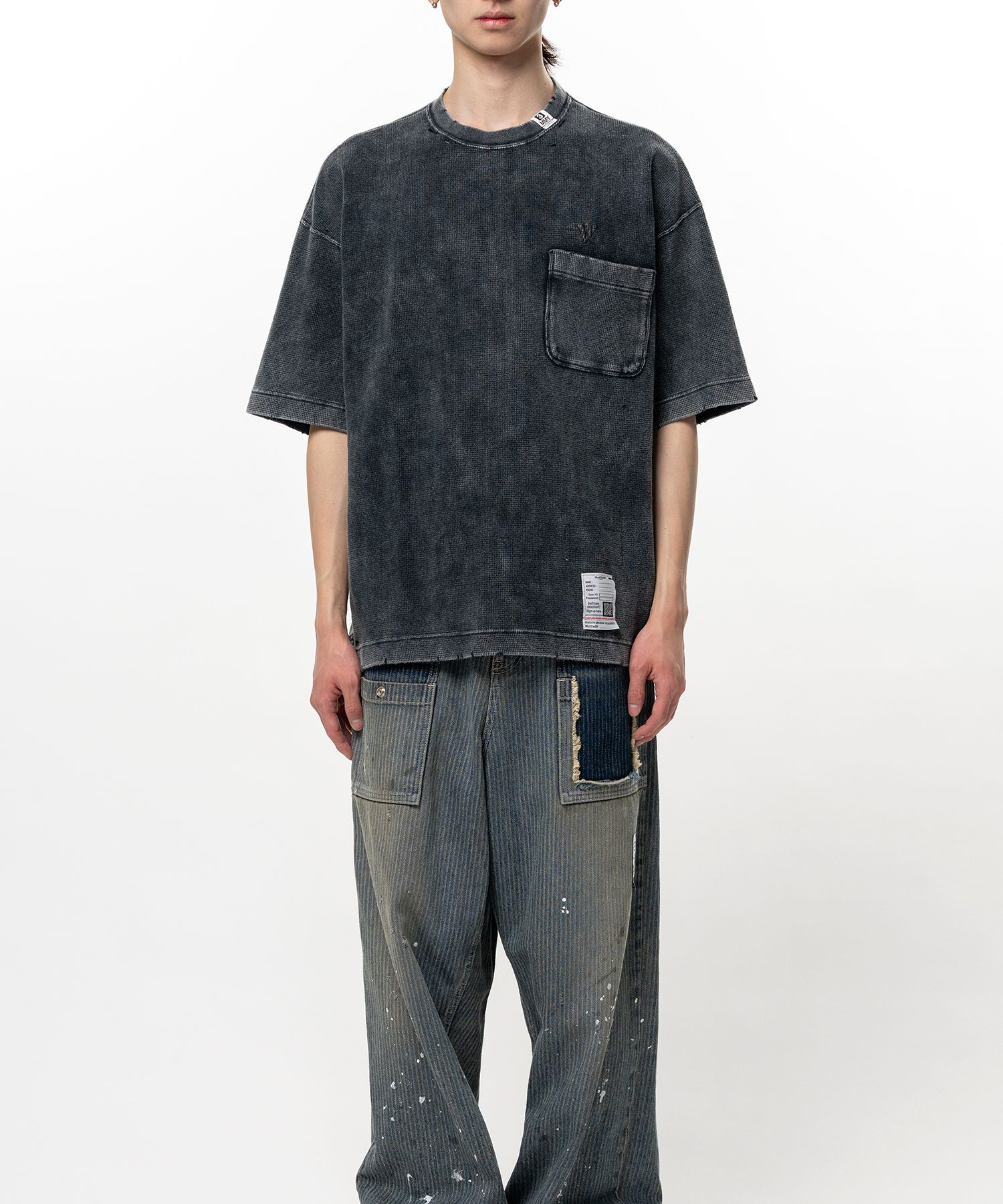  Áo Maison Mihara Yasuhiro Bleached Thermal T-shirt 'Black' 
