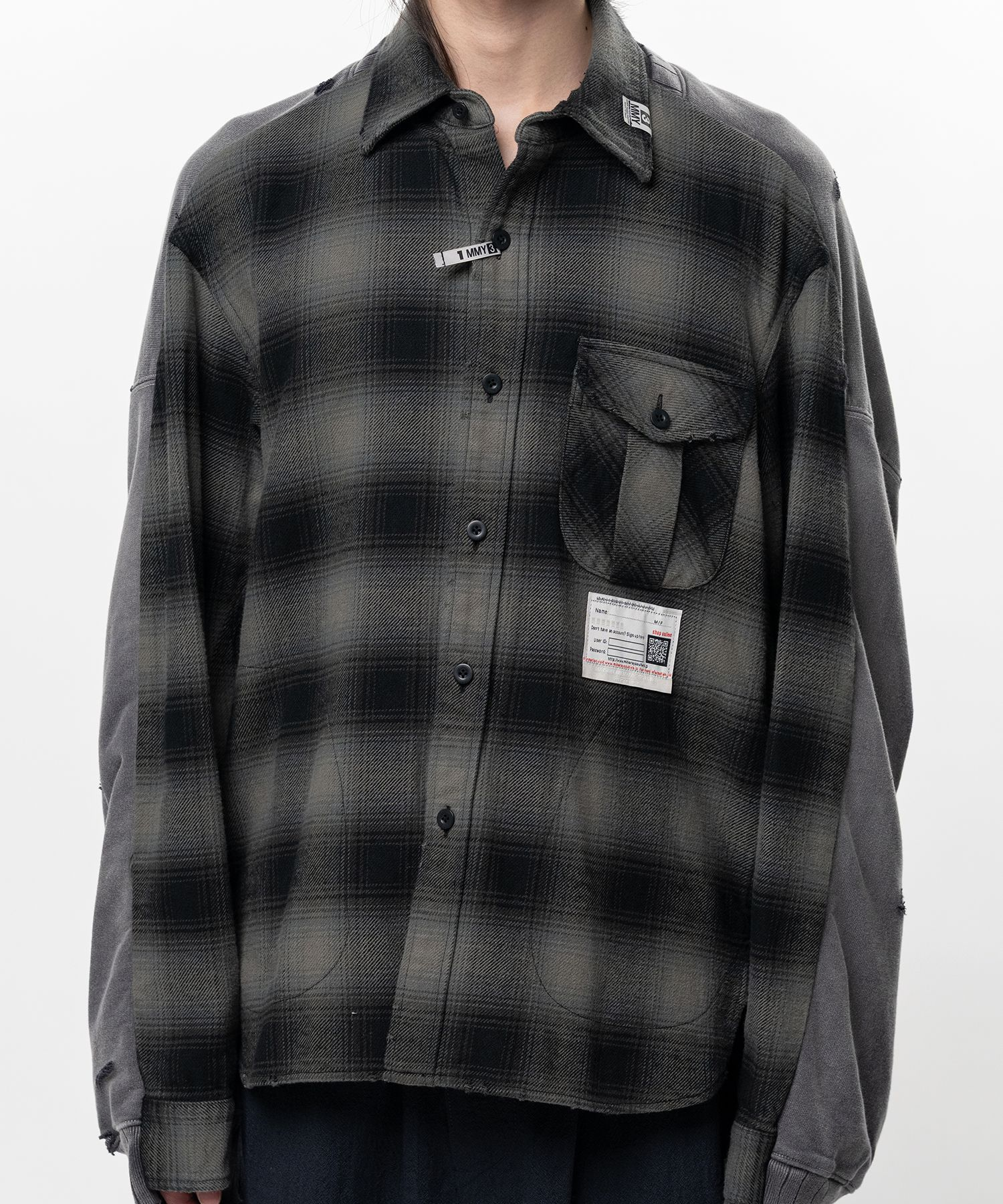  Áo Maison Mihara Yasuhiro Front Back Check 'Black Grey' 