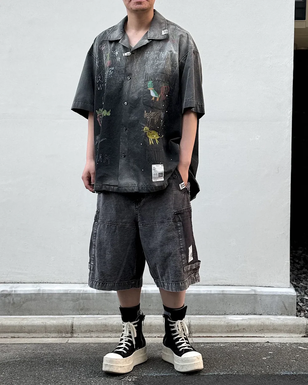  Áo Maison Mihara Yasuhiro Hand Print 'Black' 