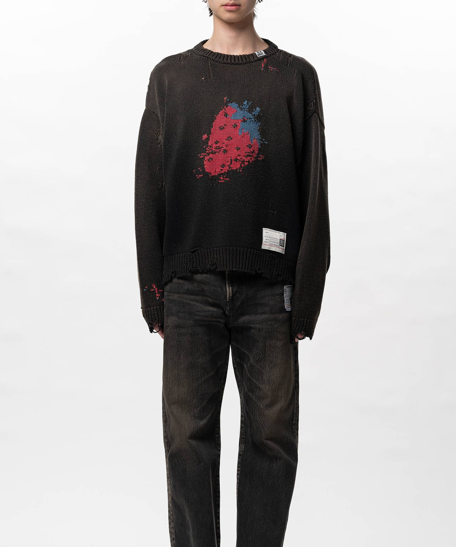  Áo Maison Mihara Yasuhiro Strawberry Jacquard Knit 'Black' 