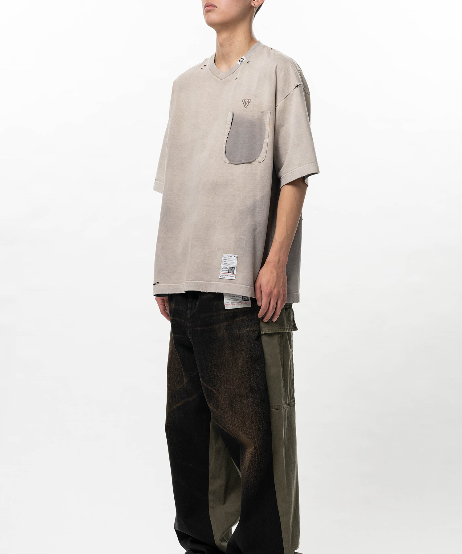  Áo Maison Mihara Yasuhiro Sun Faded Like V-neck 'Beige' 