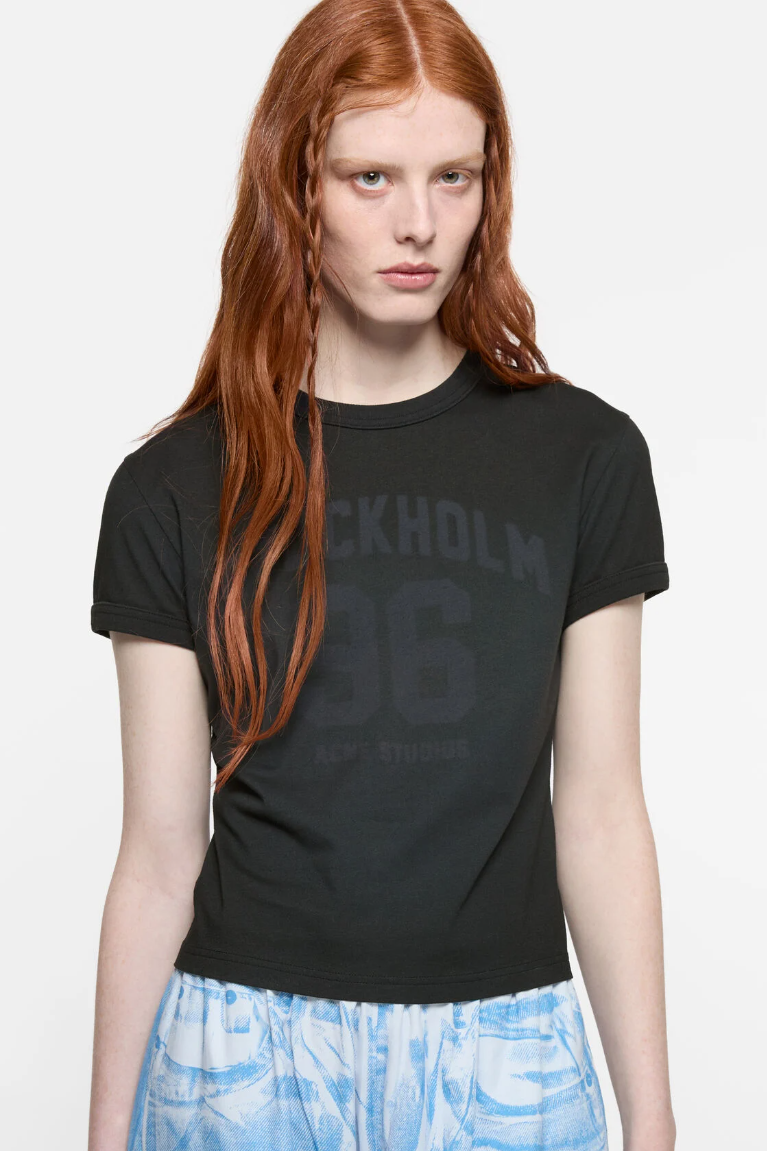  Áo Nữ Acne Fitted Logo T-shirt 'Faded Blue' 