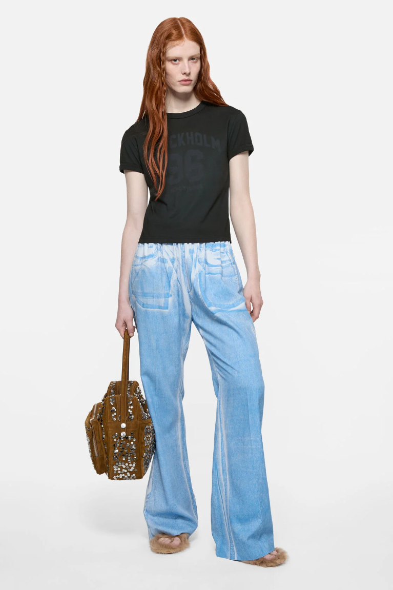  Áo Nữ Acne Fitted Logo T-shirt 'Faded Blue' 