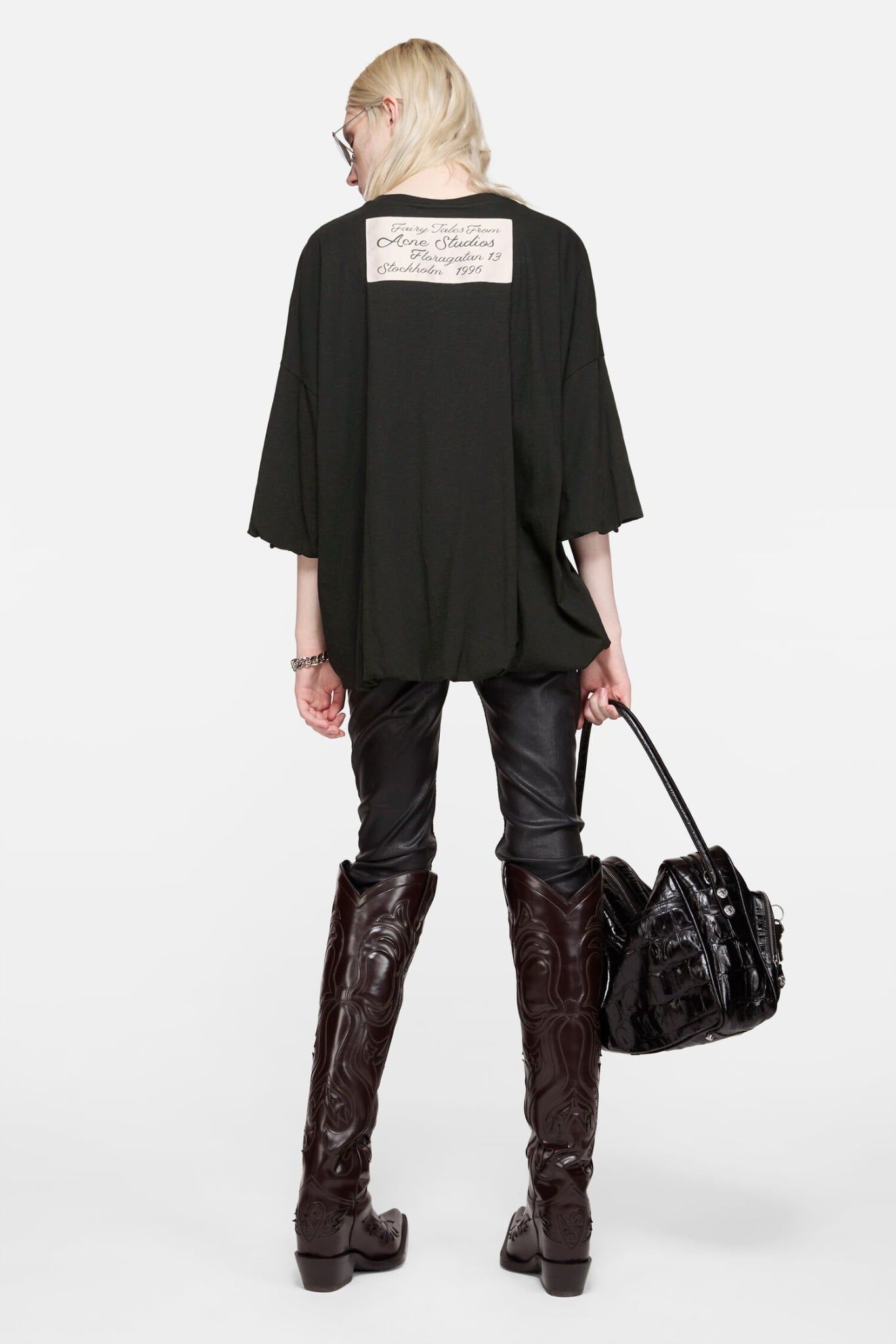  Áo Nữ Acne Gathered Logo T-shirt 'Black' 