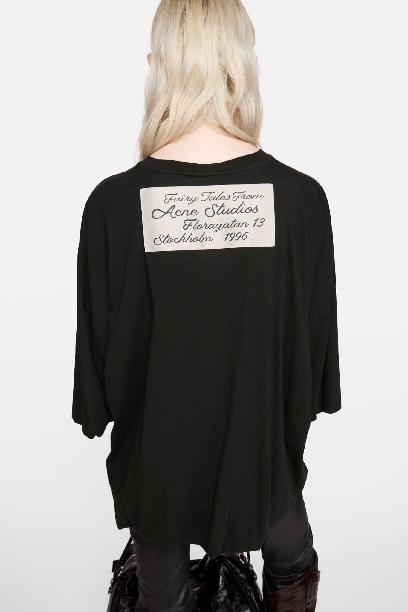  Áo Nữ Acne Gathered Logo T-shirt 'Black' 