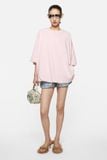  Áo Nữ Acne Gathered Logo T-shirt 'Pink' 