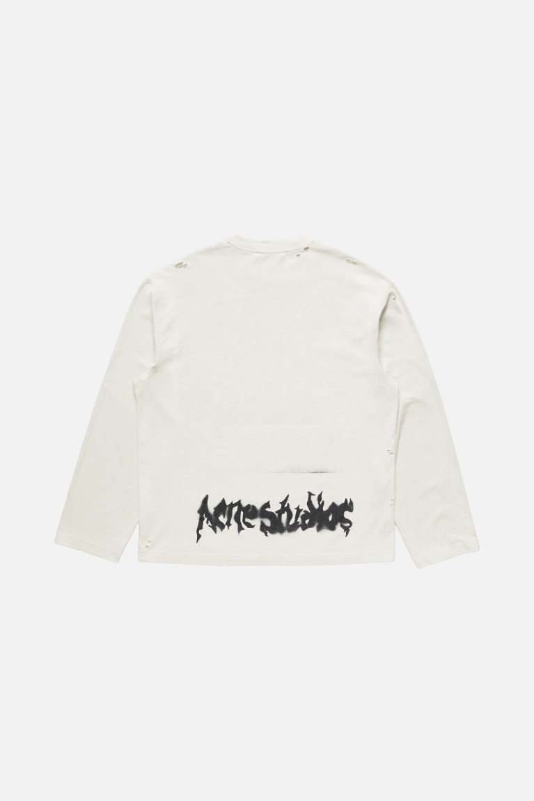  Áo Nữ Acne Gothic Logo T-shirt 'Dusty White' 