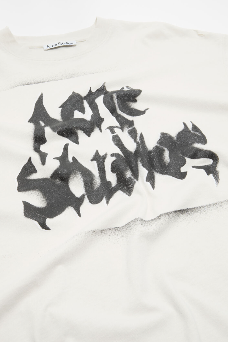  Áo Nữ Acne Gothic Logo T-shirt 'Dusty White' 