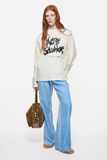  Áo Nữ Acne Gothic Logo T-shirt 'Dusty White' 