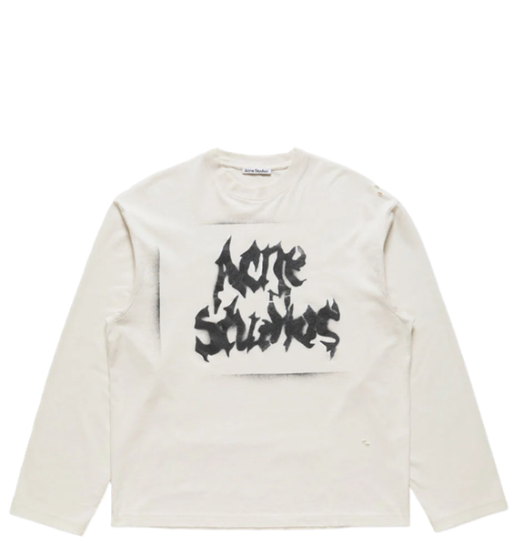  Áo Nữ Acne Gothic Logo T-shirt 'Dusty White' 