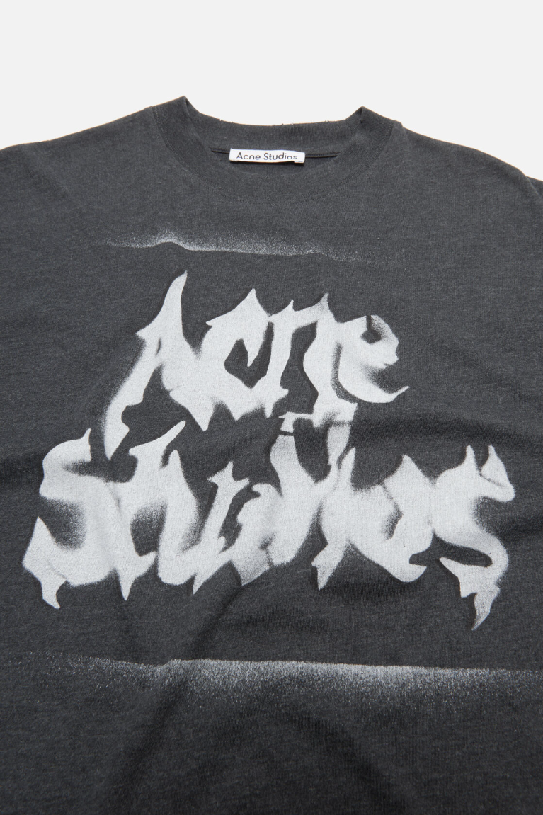  Áo Nữ Acne Gothic Logo T-shirt 'Faded Black' 