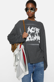  Áo Nữ Acne Gothic Logo T-shirt 'Faded Black' 