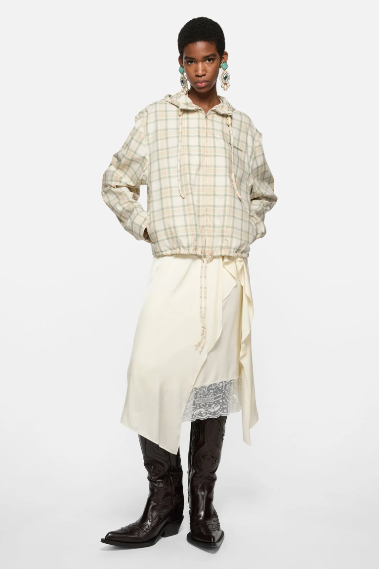  Áo Nữ Acne Hooded Check Jacket 'White' 