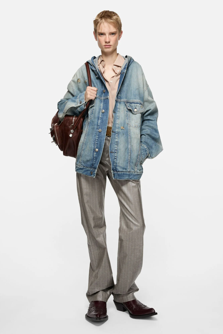  Áo Nữ Acne Hooded Denim Jacket 'Mid Blue' 