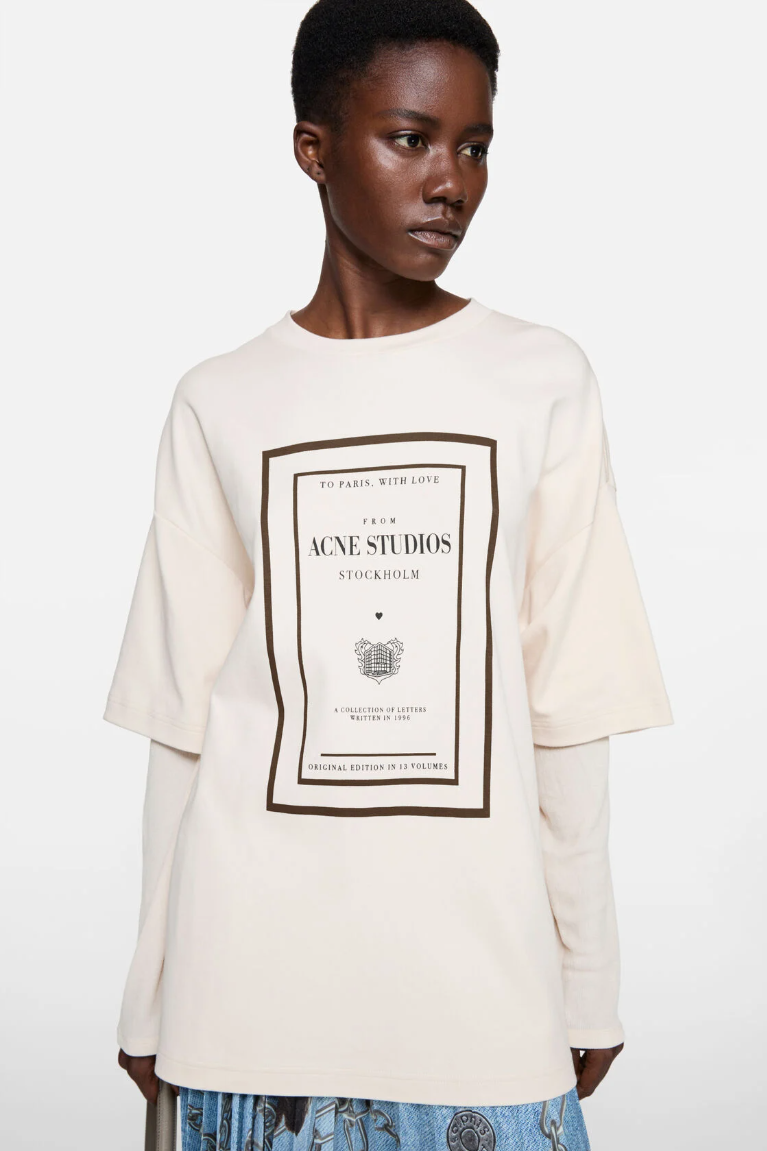 Áo Nữ Acne Layered Graphic T-shirt 'Warm Beige' 