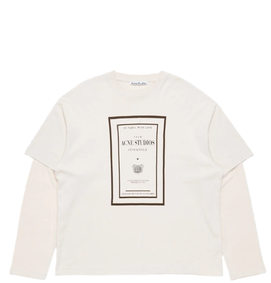  Áo Nữ Acne Layered Graphic T-shirt 'Warm Beige' 