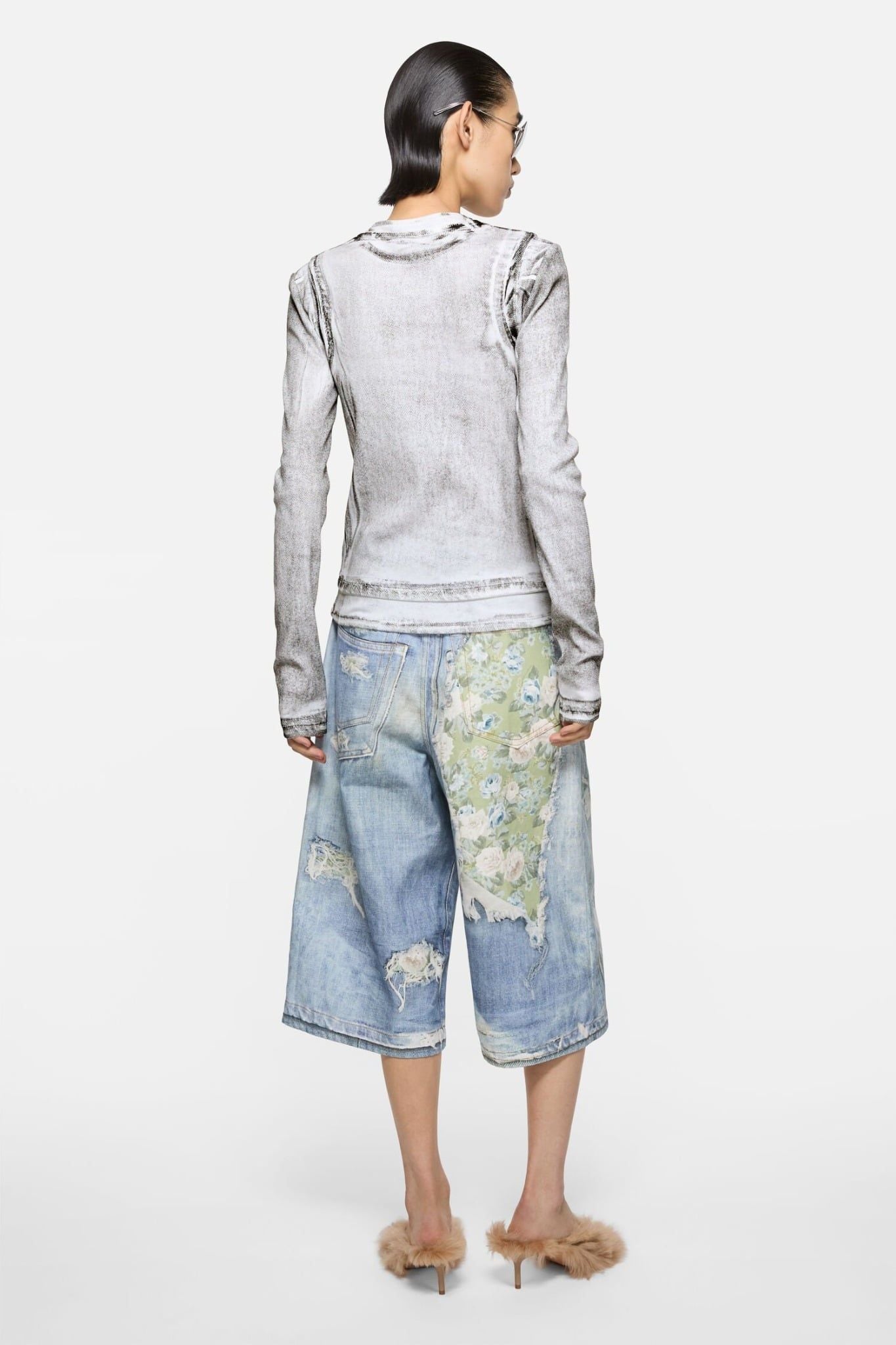  Áo Nữ Acne Layered Logo T-shirt 'Grey' 