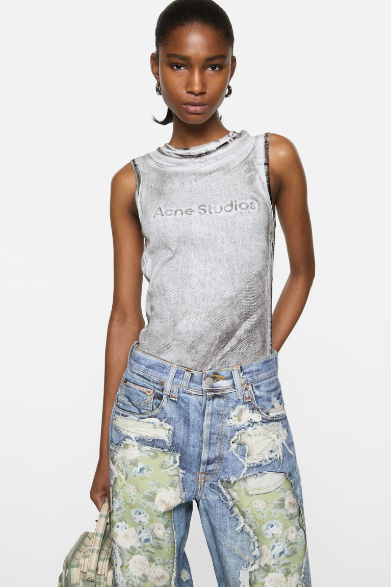  Áo Nữ Acne Layered Logo Tank Top 'Black' 