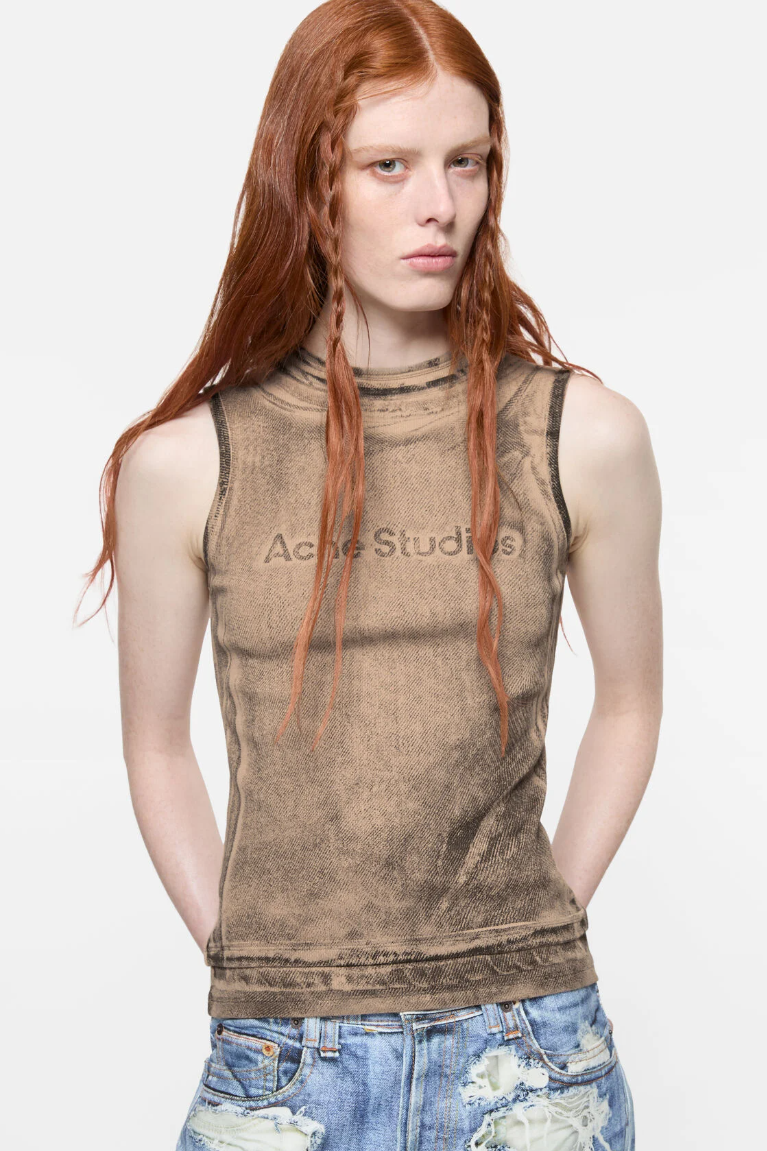  Áo Nữ Acne Layered Logo Tank Top 'Pumpkin Orange' 