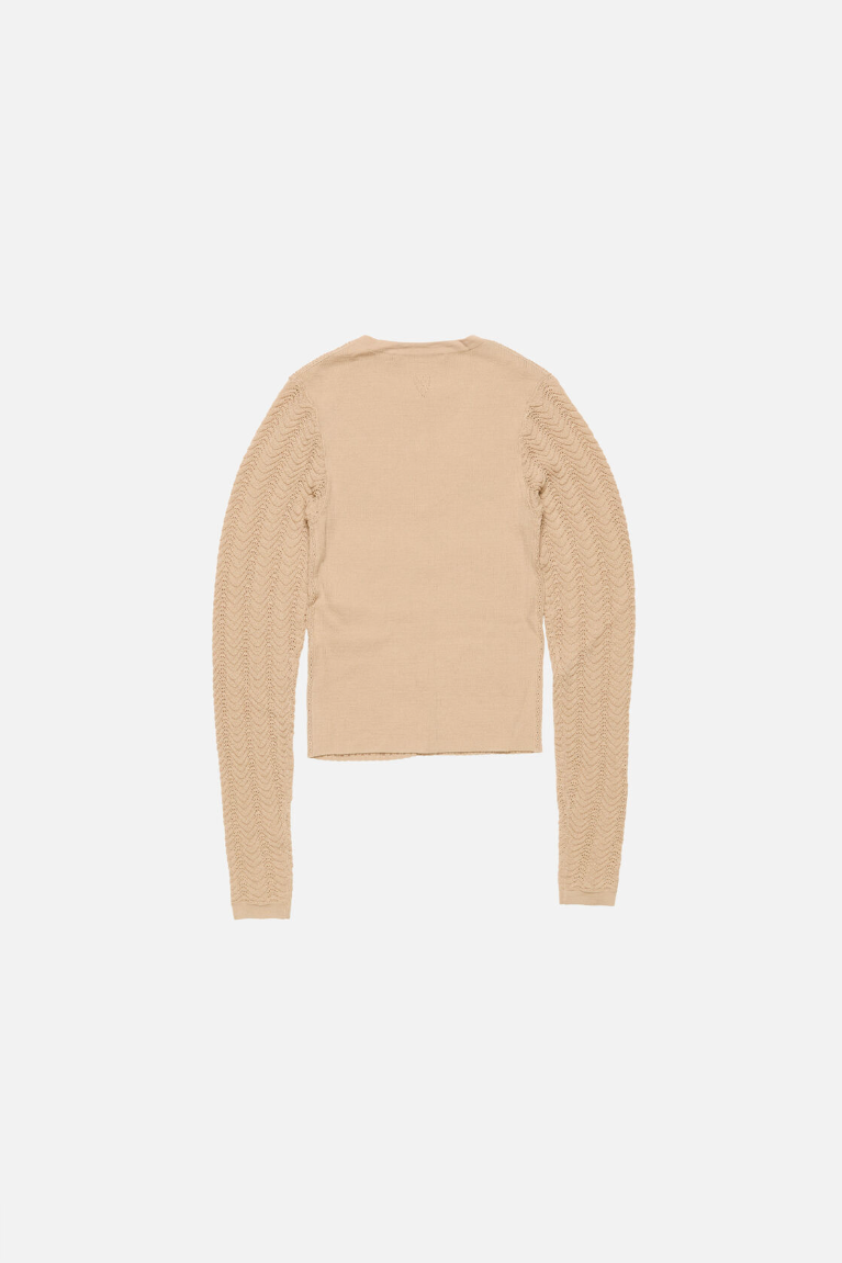  Áo Nữ Acne Ribbed Wool Cardigan 'Beige' 
