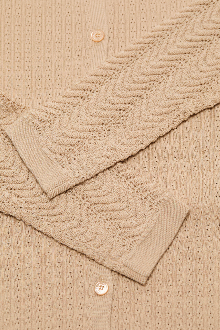  Áo Nữ Acne Ribbed Wool Cardigan 'Beige' 