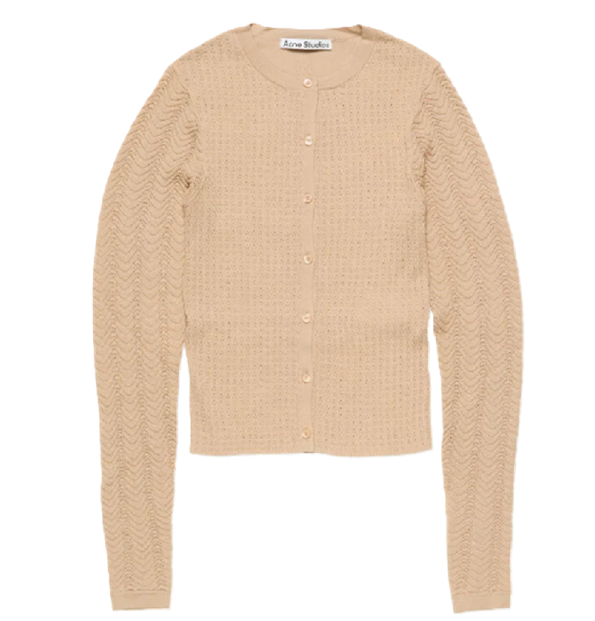  Áo Nữ Acne Ribbed Wool Cardigan 'Beige' 