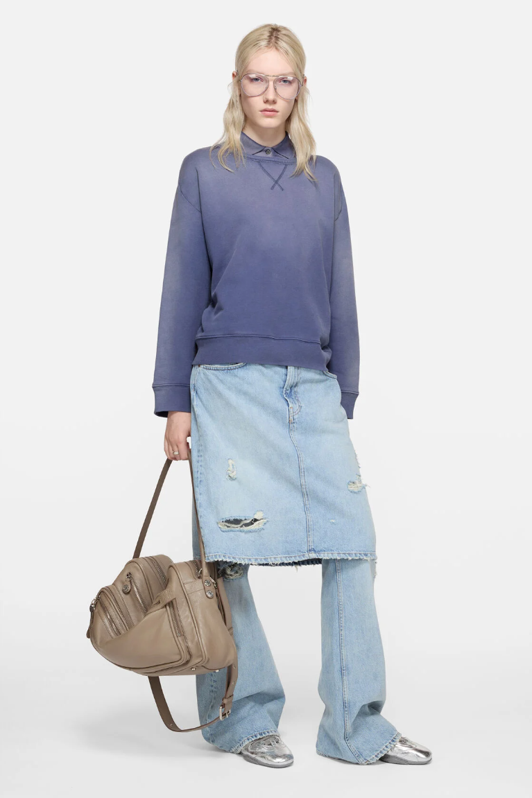  Áo Nữ Acne Sprayed Logo Sweatshirt 'Navy' 