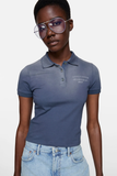  Áo Nữ Acne Sprayed Polo T-shirt 'Navy' 