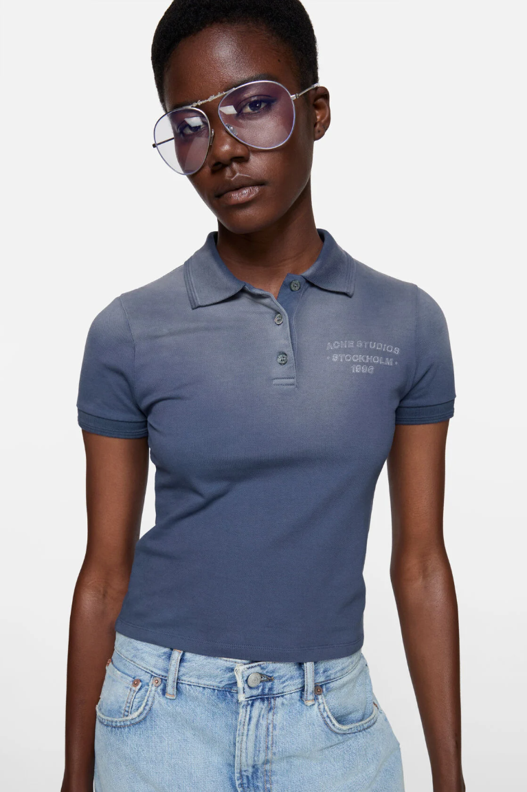  Áo Nữ Acne Sprayed Polo T-shirt 'Navy' 
