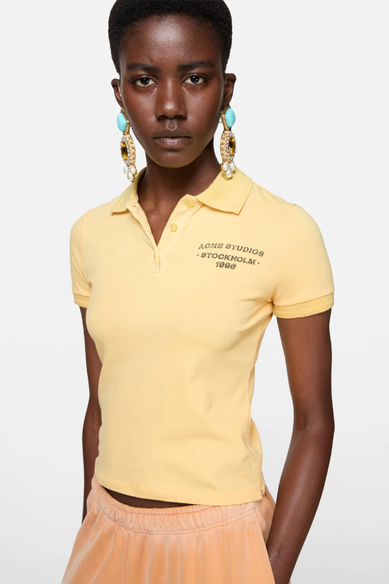  Áo Nữ Acne Sprayed Polo T-shirt 'Warm Yellow' 