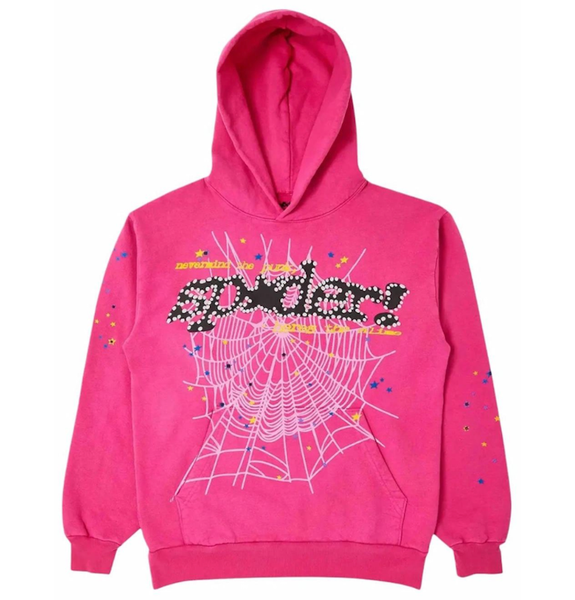  Áo Sp5der Worldwide Hooded Long-Sleeve 'Pink' 