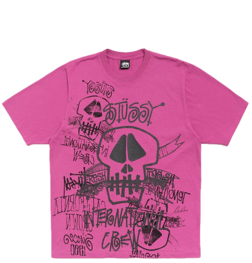  Áo Stussy Skulls Tee Pigment Dyed 'Berry' 