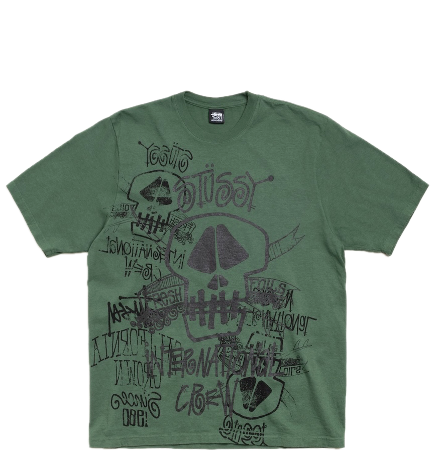  Áo Stussy Skulls Tee Pigment Dyed 'Pine' 