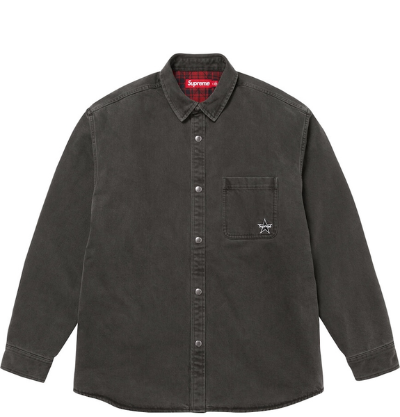  Áo Supreme Quilted Lined Denim Snap Shirt 'Grey' 