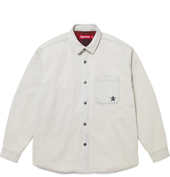  Áo Supreme Quilted Lined Denim Snap Shirt 'White' 