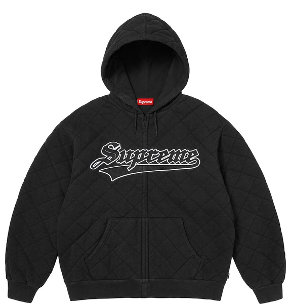  Áo Supreme Quilted Zip Up Hooded Sweatshirt 'Black' 