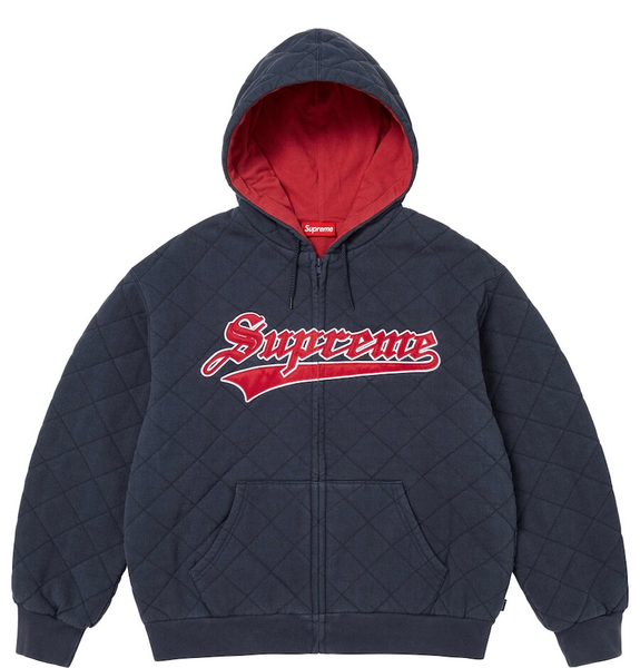  Áo Supreme Quilted Zip Up Hooded Sweatshirt 'Navy' 