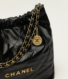  Túi Nữ Chanel 22 Handbag Shiny Calfskin 'Black' 