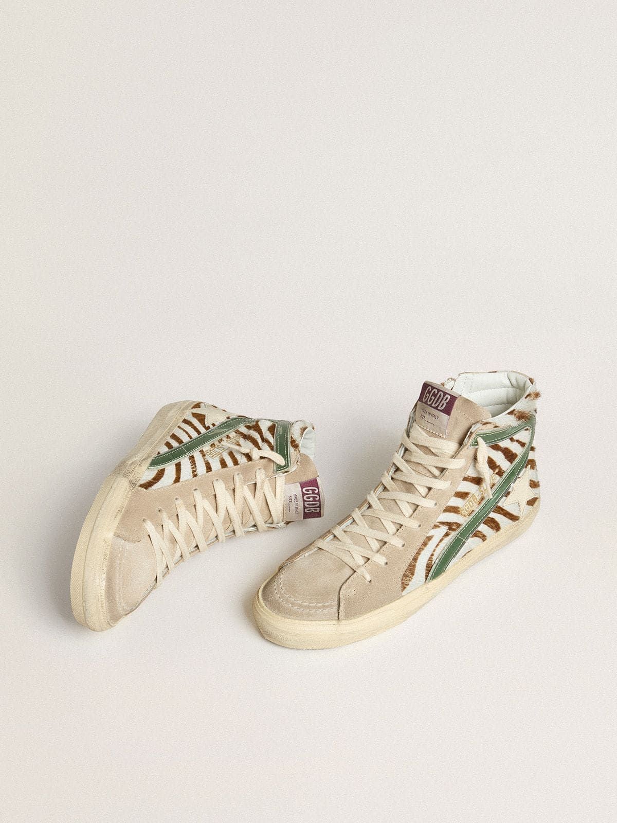  Giày Nữ Golden Goose Slide Sneakers 'Zebra-print' 