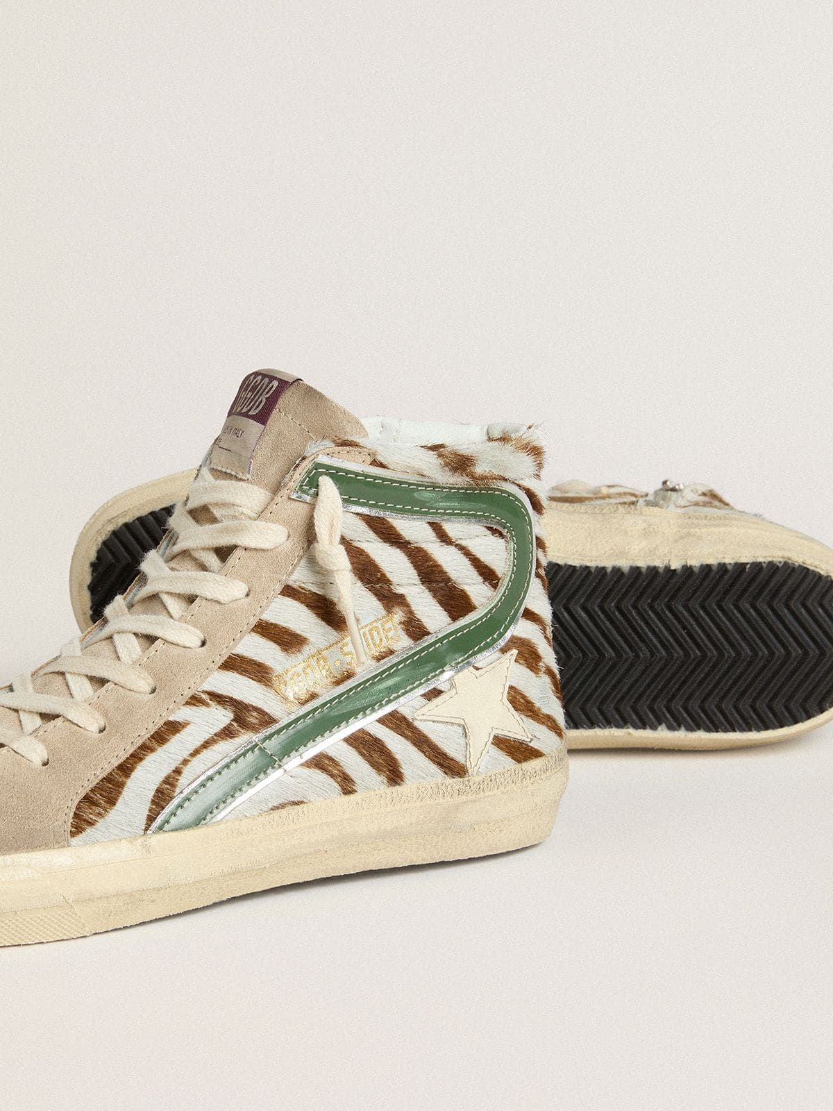  Giày Nữ Golden Goose Slide Sneakers 'Zebra-print' 